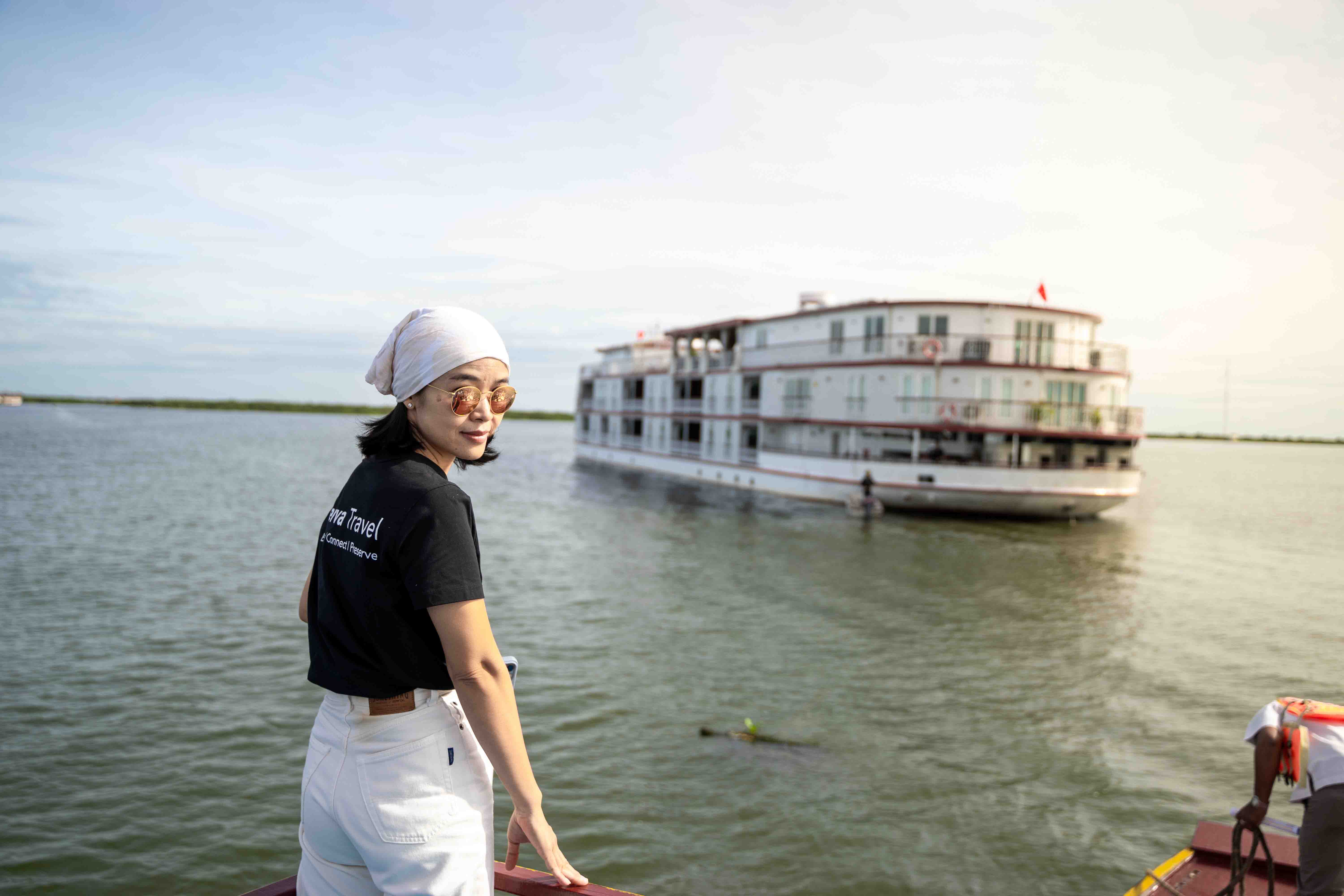 Luxury cruise ship on the Mekong River, Cambodia Vietnam cruise
